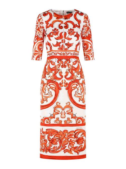 Majolica Print Silk Dress