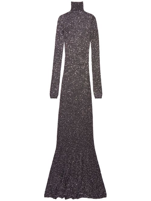 Tech Jersey Lamé Maxi Dress