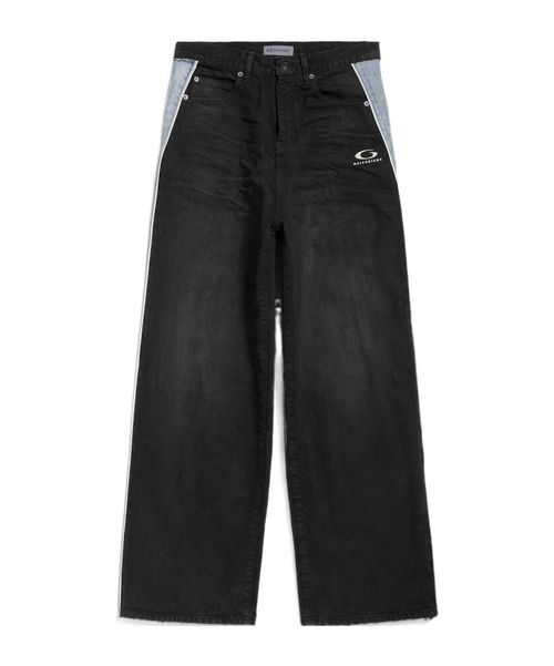 Men's Piping Detail Denim Pants in Black