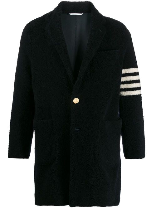 Unconstructed sack 4-Bar overcoat - Blue