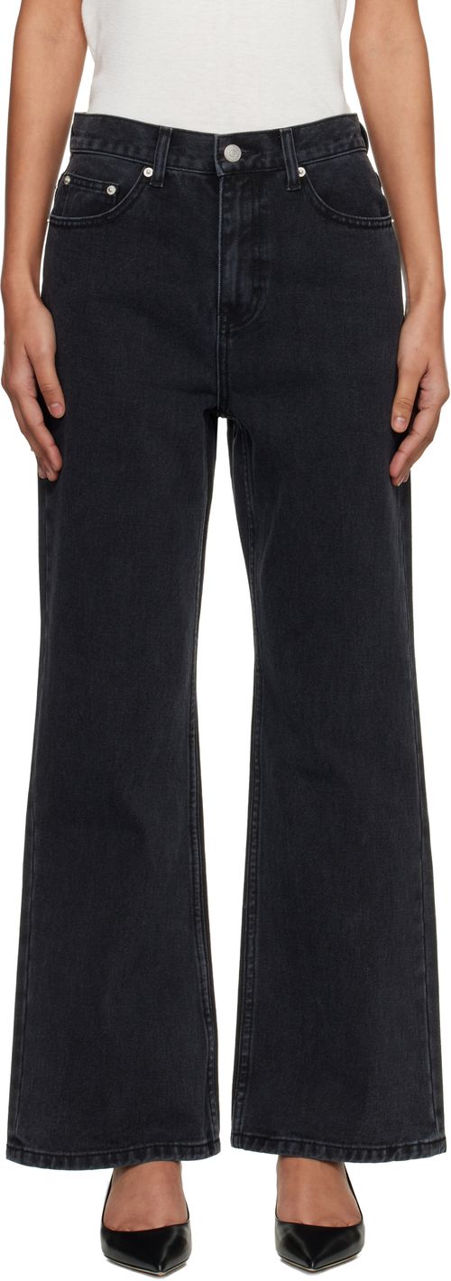Black Relaxed Flared Jeans