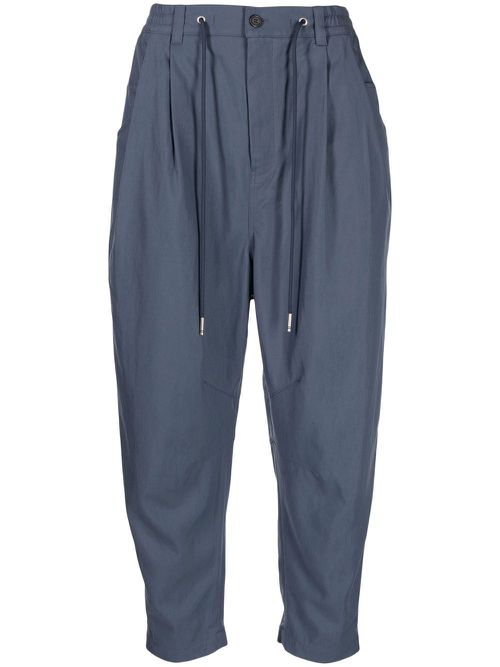 High-waisted cropped carrot trousers - Blue