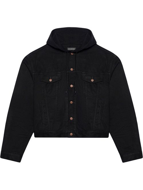 Hooded shirt jacket - Black
