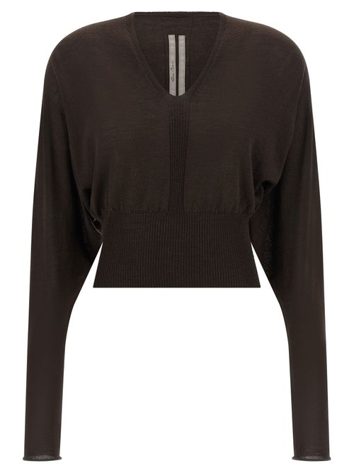 V Cropped Shirt — Brown
