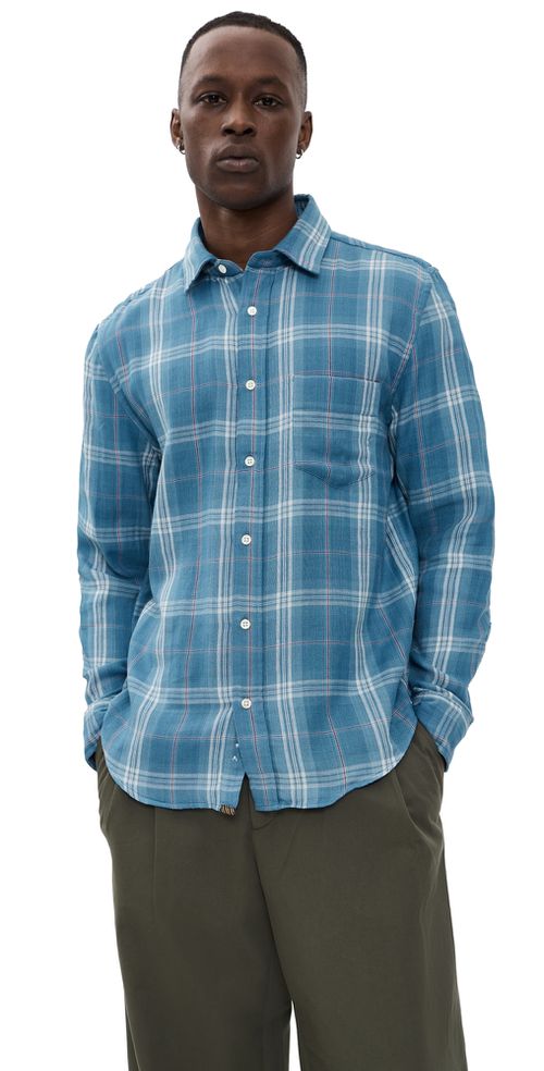 Double Face Plaid Cypress Shirt Washed Indigo
