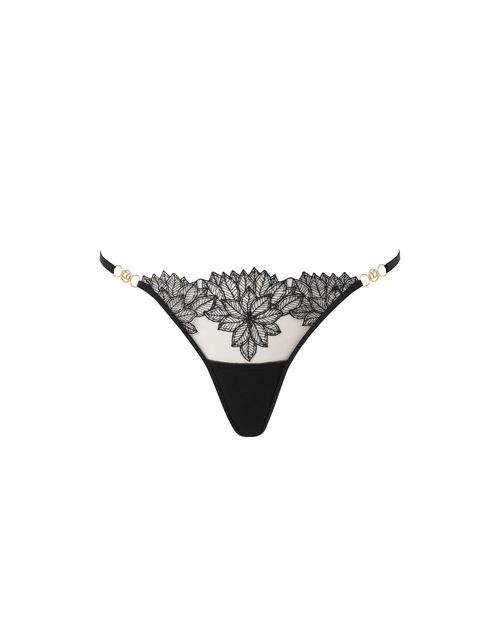 Bluebella Inaya Sheer Floral Thong Black