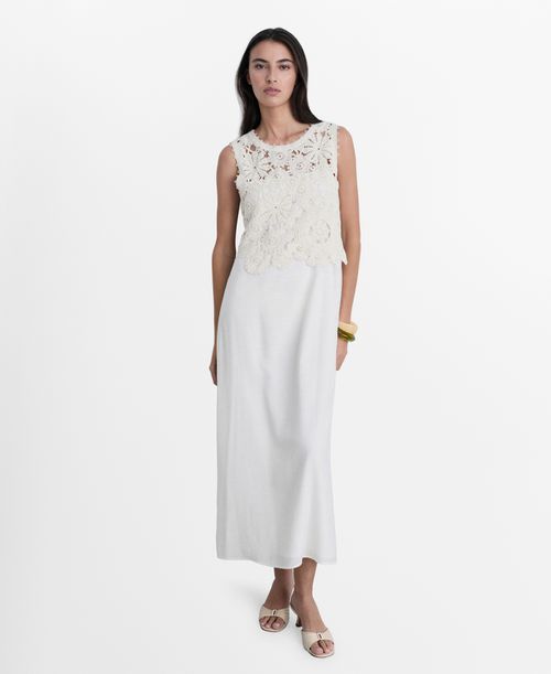 Women's Crochet Top Midi-Dress - Off White