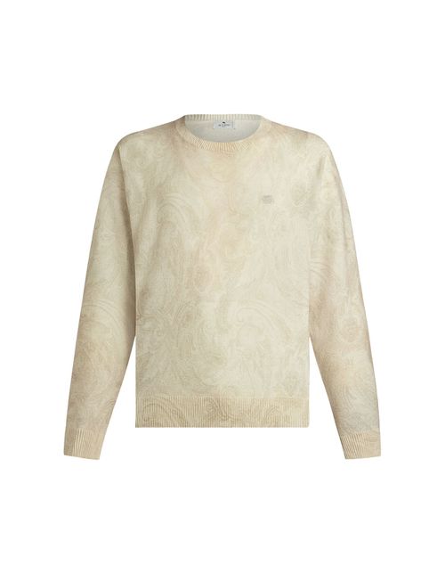 Beige Pullover With Inlaid Paisley Motif
