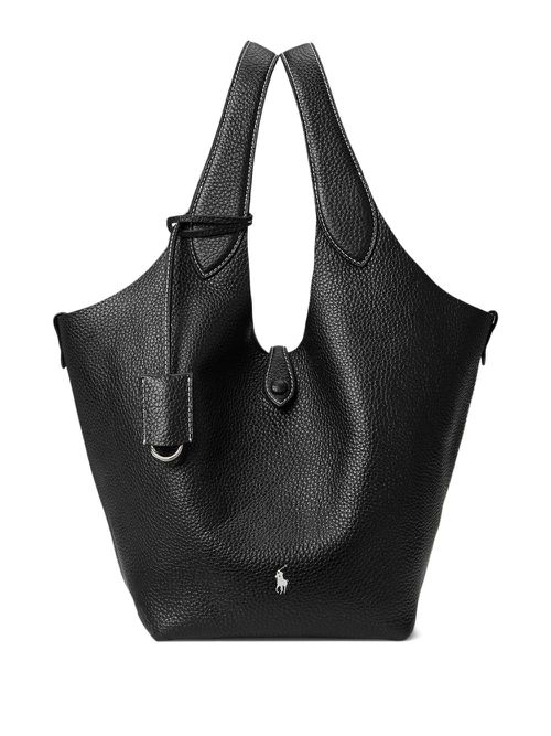 Pebble-texture top-handle bag - Black