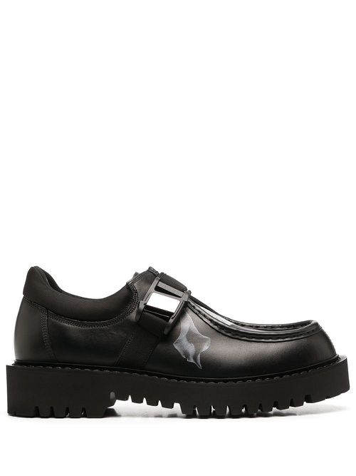 Flowersity leather buckle shoes - Black