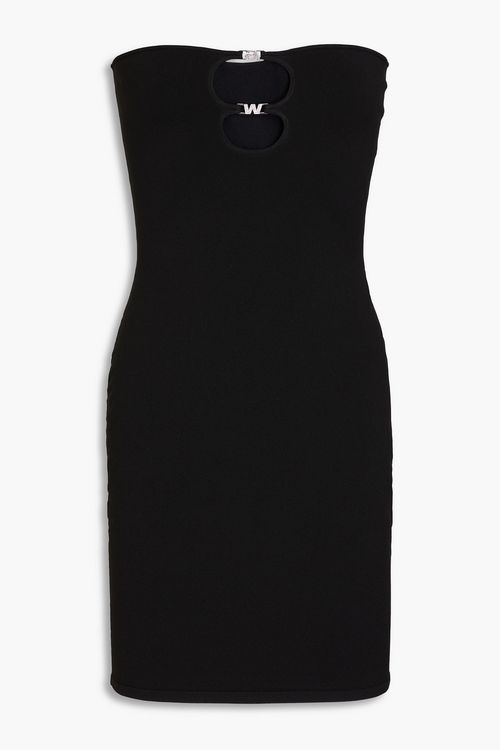 Strapless cutout embellished stretch-jersey mini dress