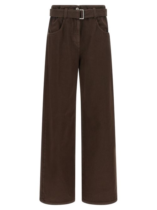 Wide-Leg Cotton Jeans — Brown