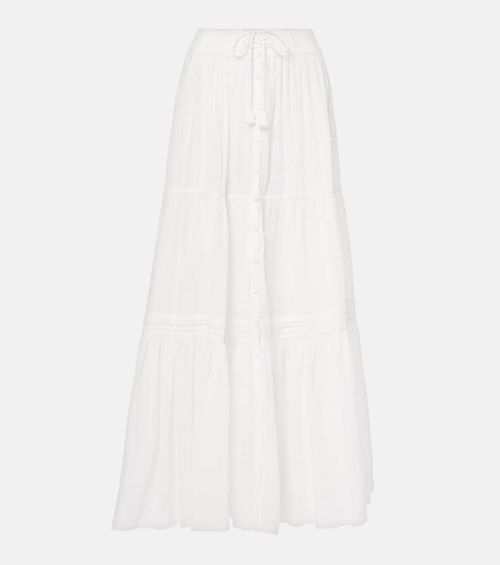 Tiered cotton maxi skirt