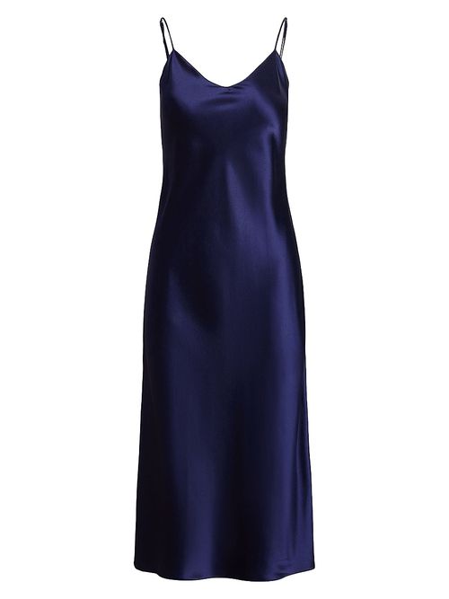 Women's Sleeveless Silk Midi-Dress - Newport Navy