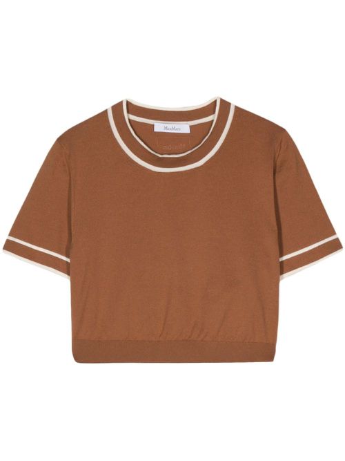 Fine-knit cropped top - Brown