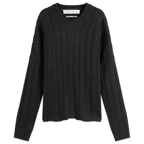 Men's Large Rib Knit Crew Black