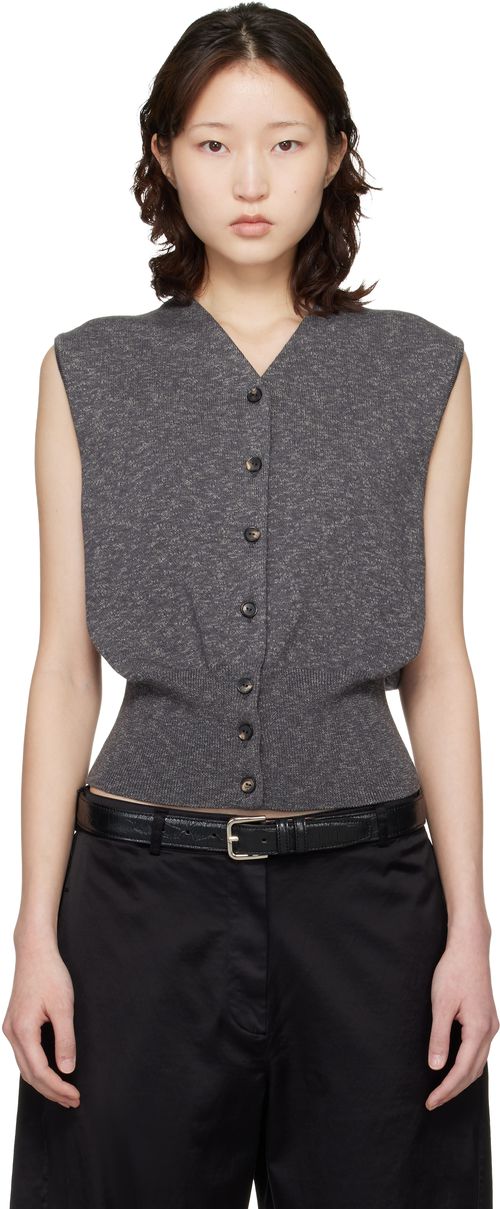 Gray Flecked Cotton Waistcoat