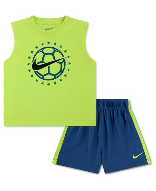Toddler Boys' 2T-4T Goal Mode Tank Top and Shorts, 2-Piece Set - Green/Star Blue