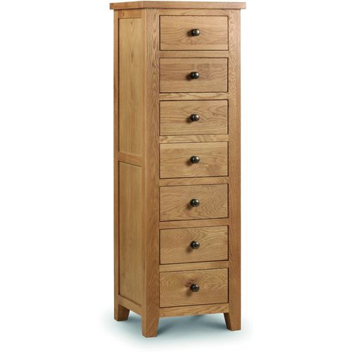 Stylish White Oak Narrow Chest (7 Drawers)