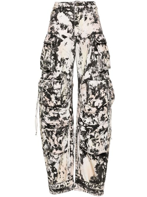 Fern printed wide-leg cargo jeans - Black