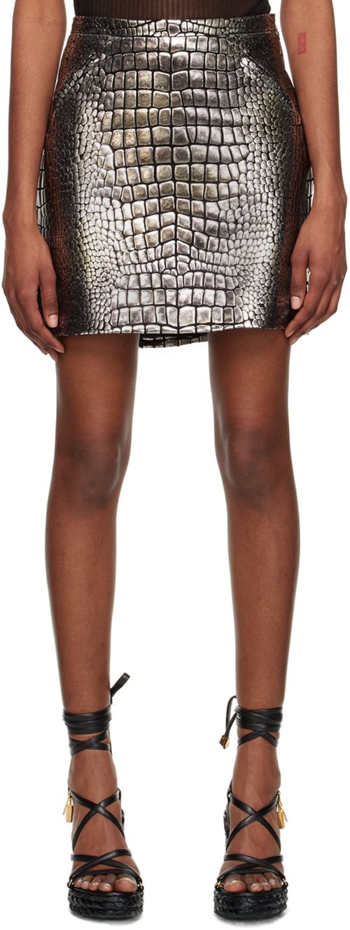 Silver Goatskin Mini Skirt
