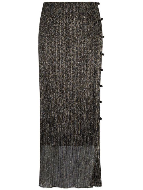 Metallic side-slit midi skirt - Black