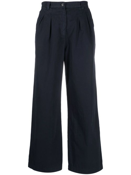 Wide-leg cotton trousers - Blue