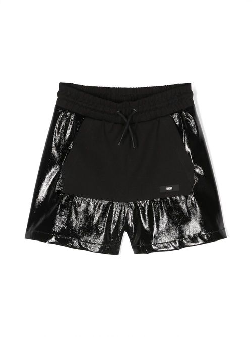 Dkny Kids 키즈 logo-tag high-shine shorts - Black D34B1709B