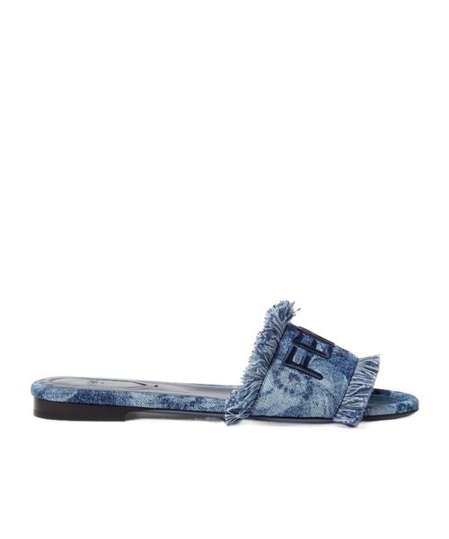 Blue denim slides