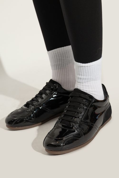 Patent Leather Sports Shoes, Women's, Black