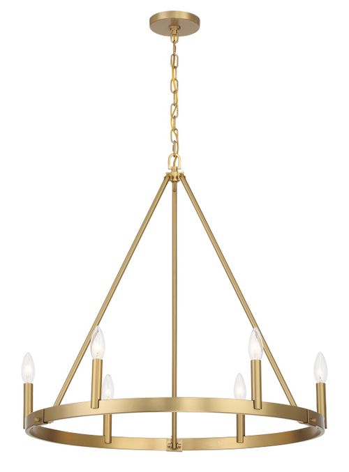 Signature Brass Six Light Chandelier from the Dutton Collection