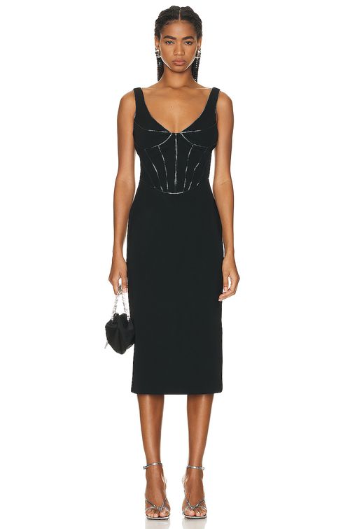 ET OCHS Valerie Corset Midi Dress in Black - Black.  0 also in