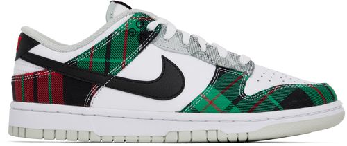 White & Green Dunk Low Sneakers