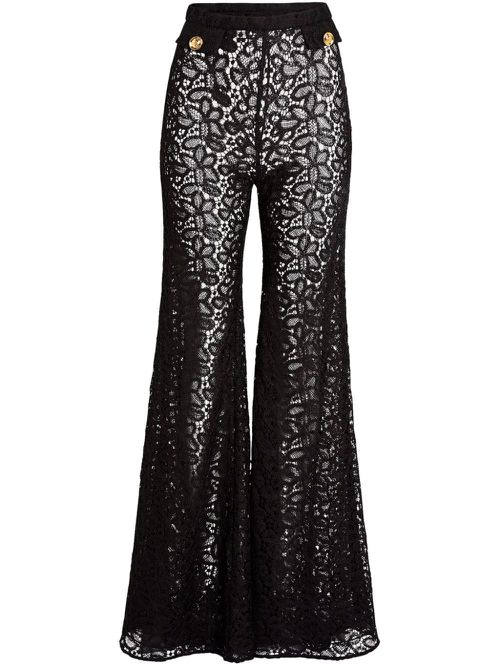 Lace flared trousers - Black