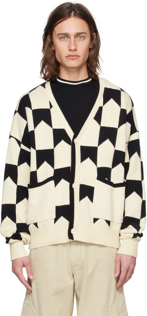 Rhude Black & Off-White Chevron Cardigan