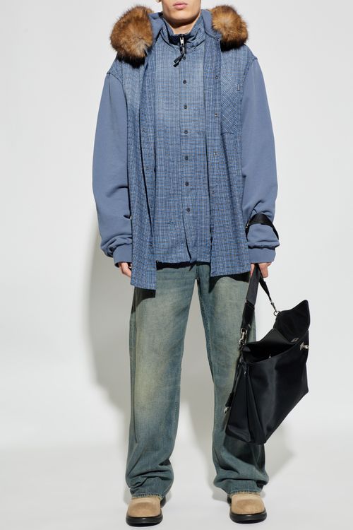 Shirt With Decorative Hood, Men's, Blue