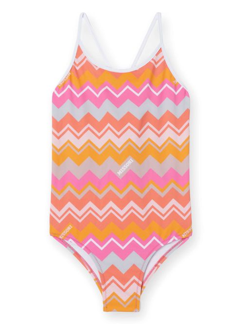 All-over chevron-print swimsuit - Pink