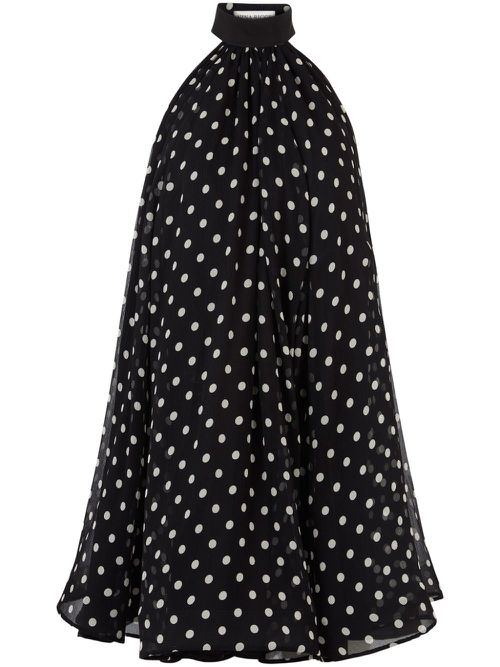 Peplum-hem halterneck mini dress - Black