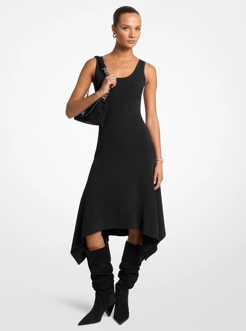 Michael Kors Stretch Knit Sleeveless Handkerchief Dress in Black - size S by