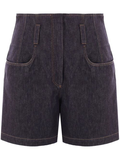 No-fade denim corset shorts - Blue