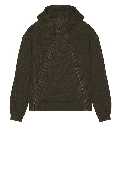 ISA BOULDER Triangle Zip Hoodie in Dark Green