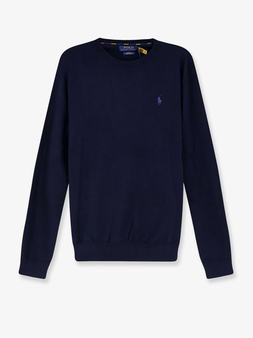 Logo-Embroidered Cotton Sweater — Navy