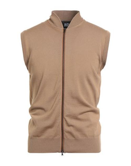 Man Cardigan Camel Size 38 Merino Wool