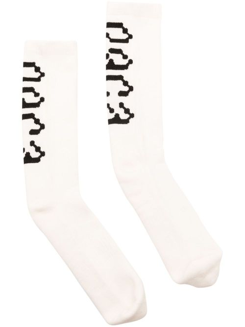 Logo-jacquard socks - White