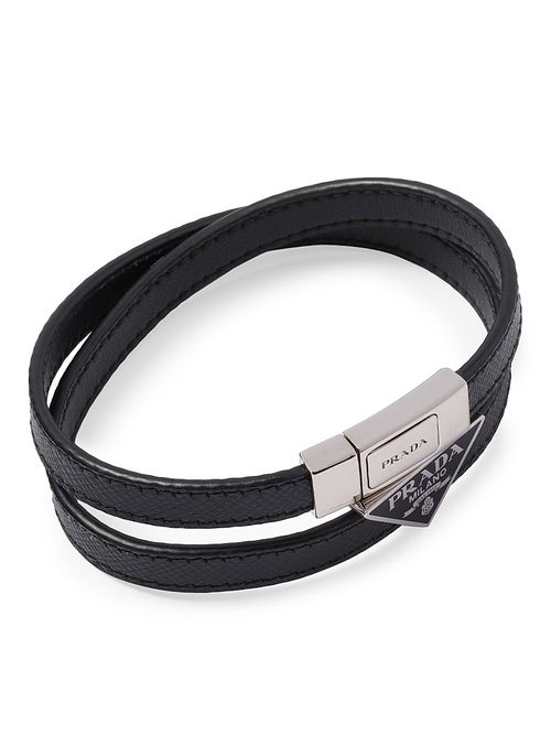 Men's Saffiano Leather Bracelet - Black
