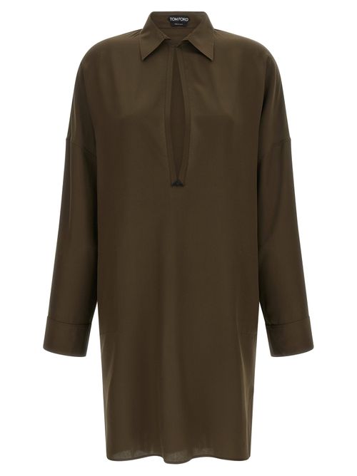 Silk Crêpe de Chine Tunic — Green