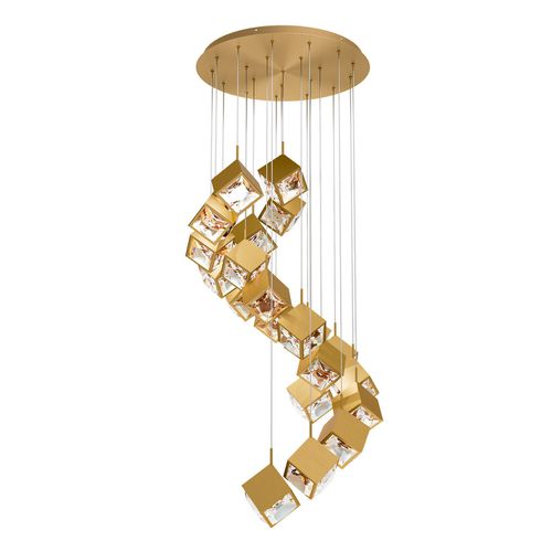 Aged Brass LED Chandelier from the Ice Cube Collection