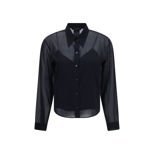 Stretch Silk Chiffon Blouse — Black