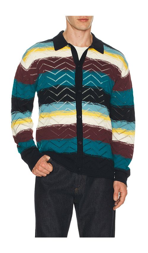 Scotch & soda chaqueta de punto open structure en color azul L también en M, XL/1X, XXL/2X