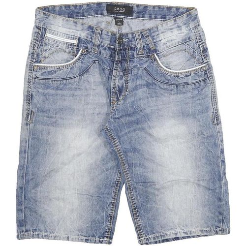 SMOG Mens Denim Blue Casual Shorts L W32 Cotton Blend Comfortable Summer